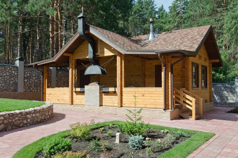 Баня с беседкой и барбекю под 1 крышей проекты