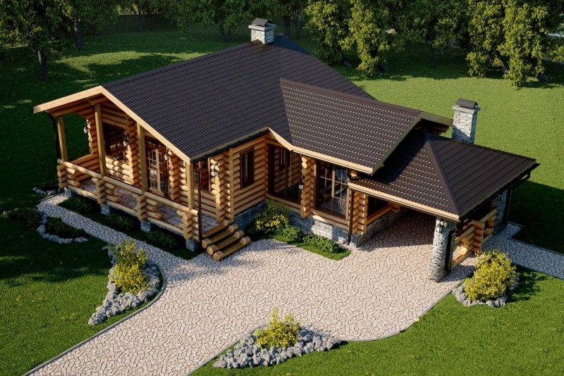 Баня угловая Одноэтажная