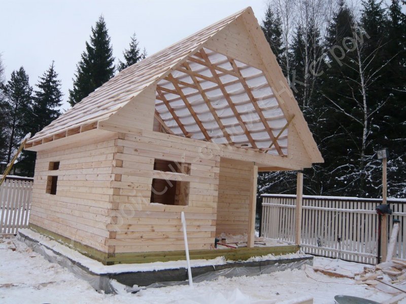 Двухэтажная баня 6х6 из бруса