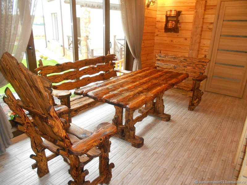 Деревянные столы и лавки под старину