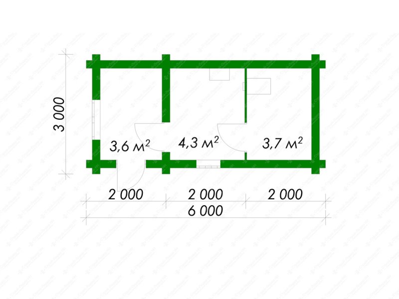 3d планировка бани 3х6