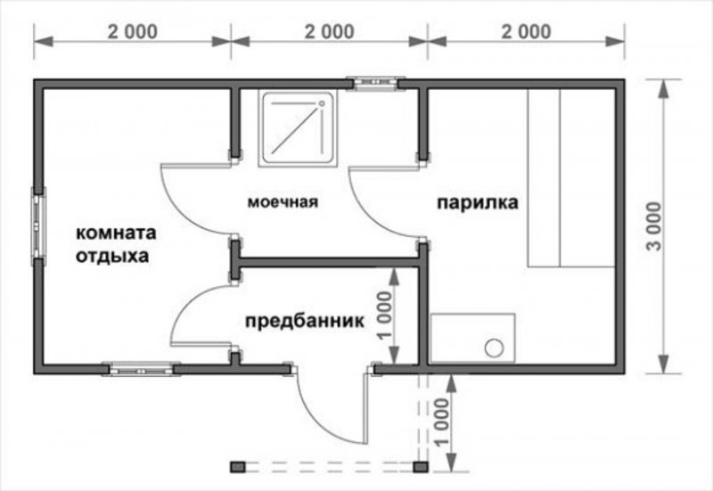Чертежи каркасной бани 6х2.3