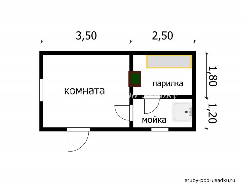 Баня 6 на 3 планировка