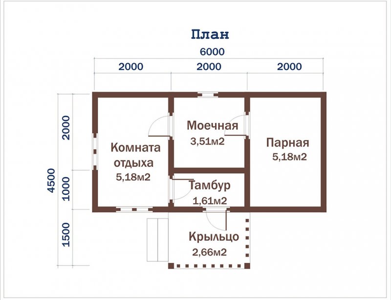 Планировка бани 3х6