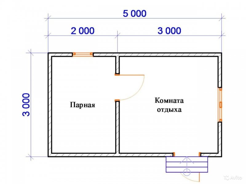 Каркасная баня 3на5 планировка