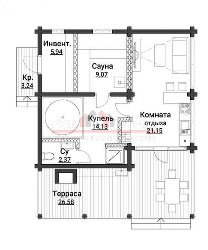 Проект бани с купелью
