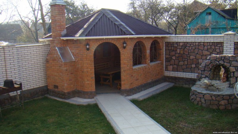 Угловые беседки из кирпича