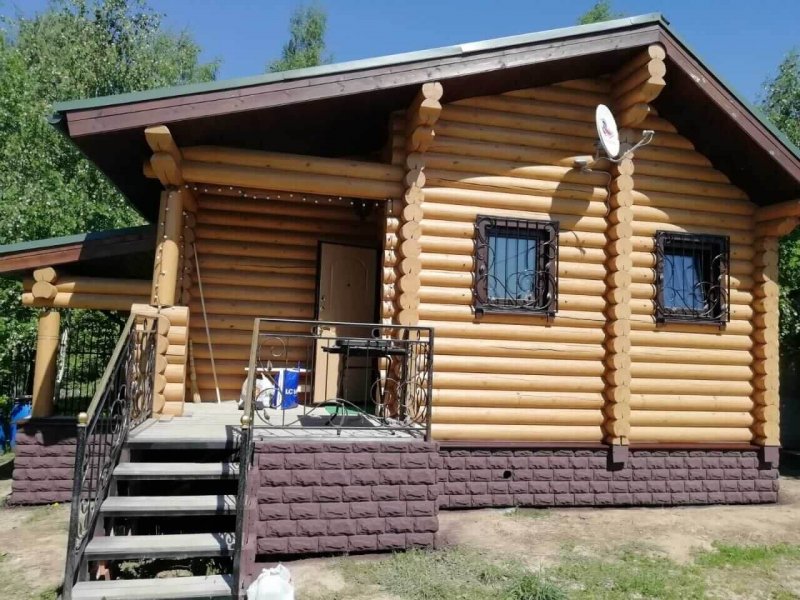 Облицовка цоколя бани