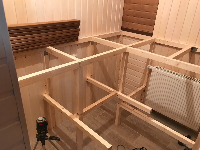 Каркас для полков в сауне