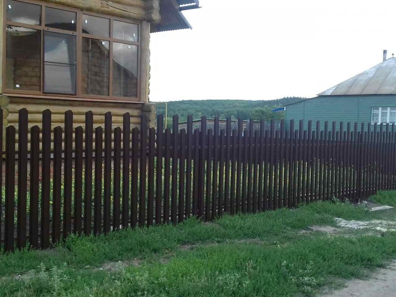 Палисадник из евроштакетника перед домом
