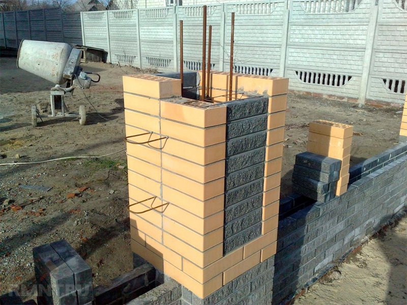 Кирпичные столбы перевязка 250мм