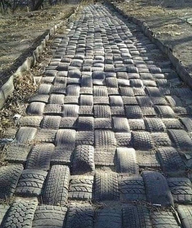 Дорожка из автопокрышек