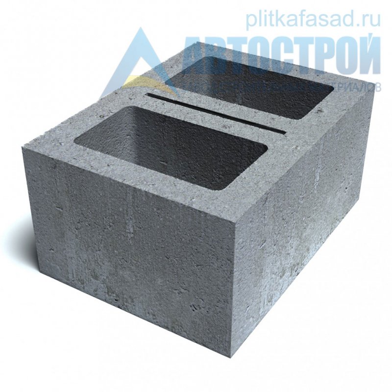 Блок двухпустотный пескобетонный стеновой 390х188х190