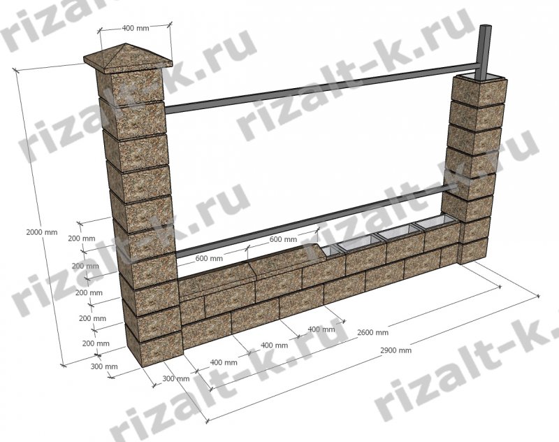 Блок Столбовой заборный 400х400