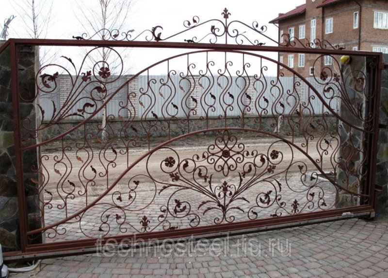 Откатные ворота кованые закрые