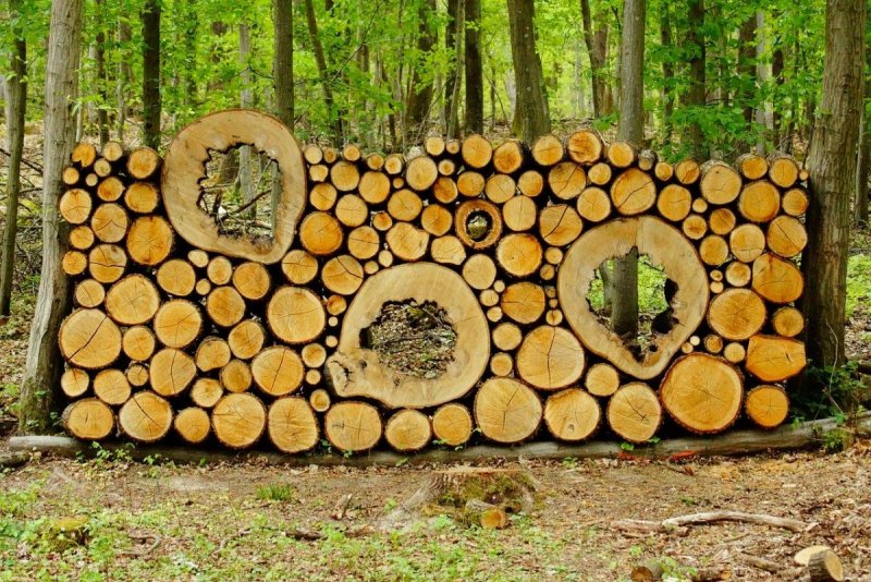 Поленница из бревен