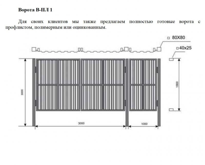 Чертёж забора из профлиста 1.5