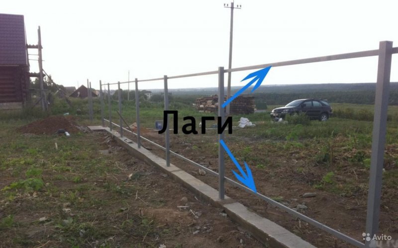 Монтаж лаг для забора