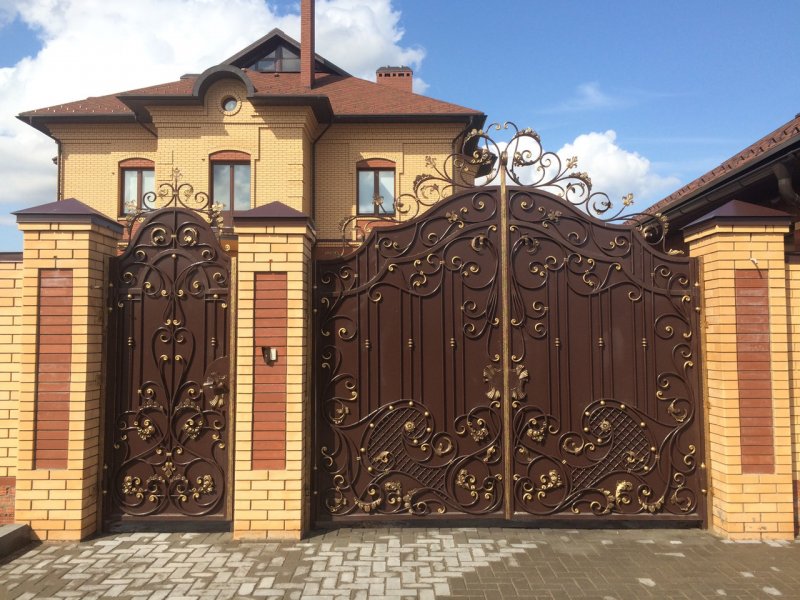 Кованые ворота с калиткой