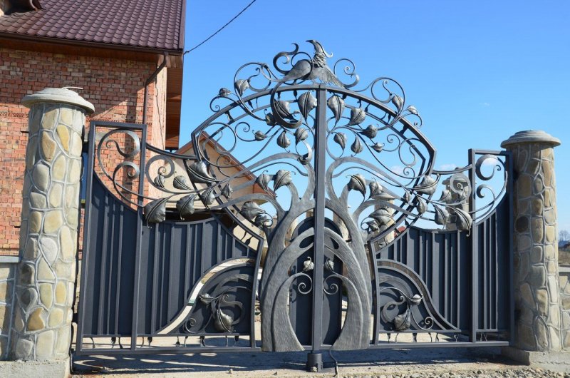Кованые ворота с солнцем