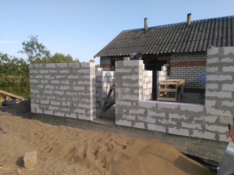 Кладка стен из пеноблока для бани
