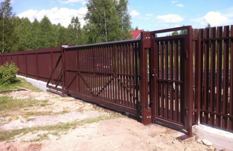 Откатные ворота евроштакетник