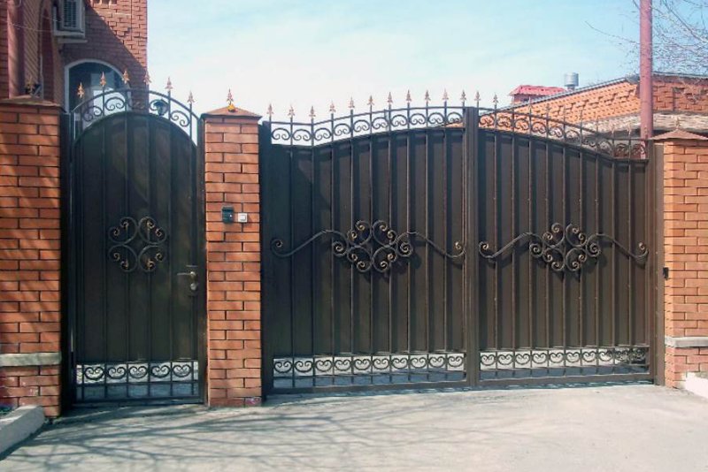 Кованые ворота с калиткой