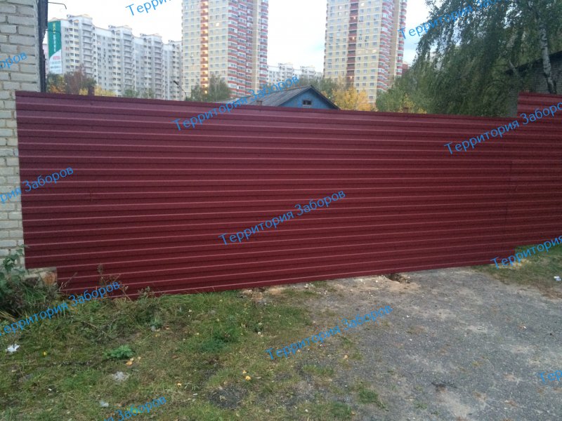 Ворота 4500 откатные профнастил