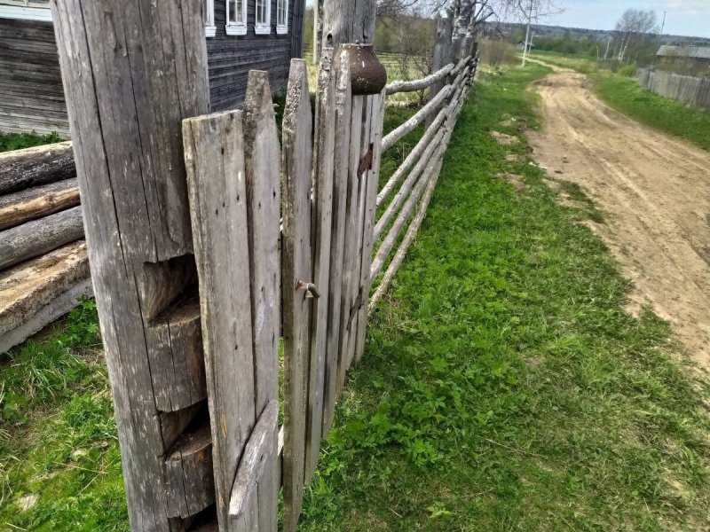 Деревенский забор из жердей