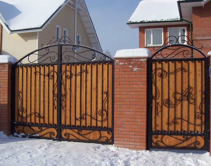 Кованые ворота с калиткой