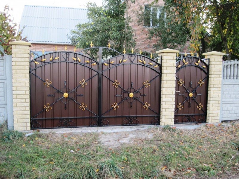 Кованые ворота с калиткой
