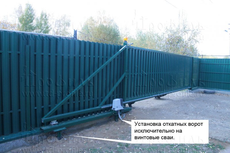 Крепление профлиста откатных ворот