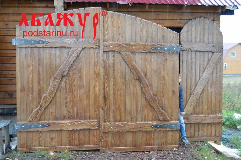 Деревянные ворота под старину jpg