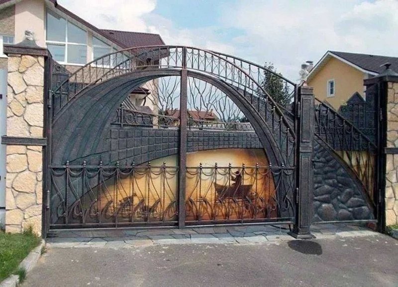 Кованые раздвижные ворота