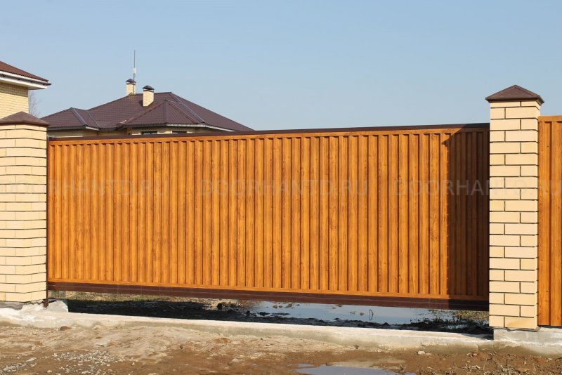 Откатные ворота из профнастила