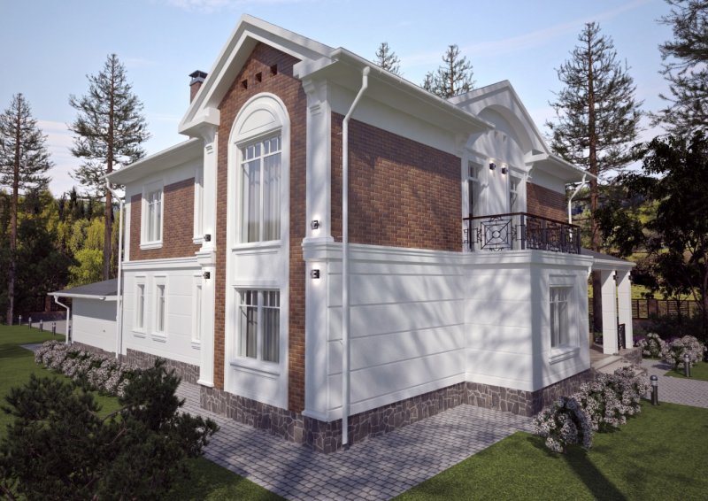 Комбинированные фасады коттеджей