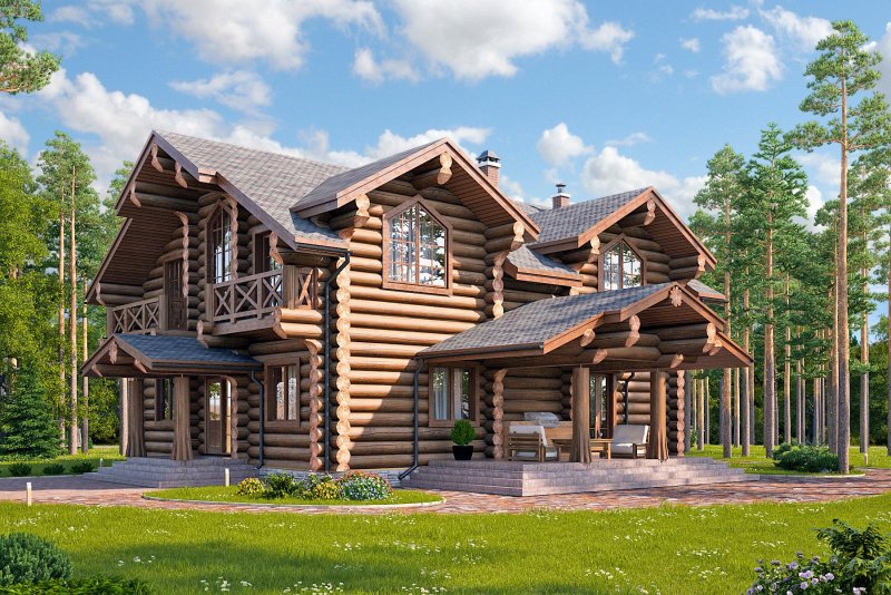Русские хоромы дома из оцилиндрованного бревна