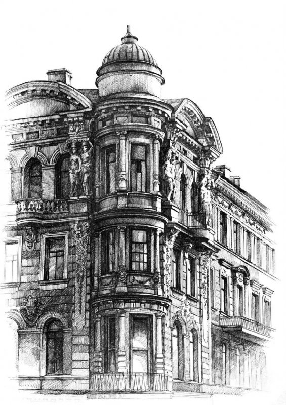 Архитектура домов карандашом