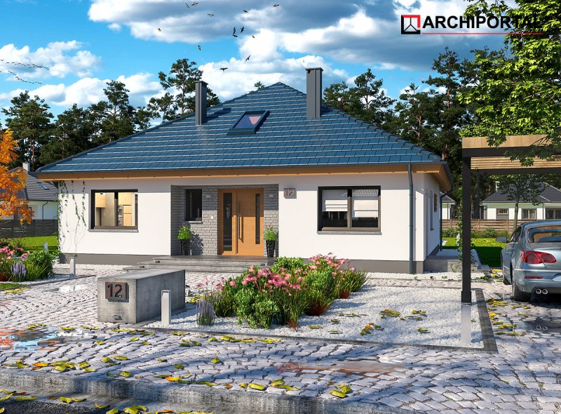 Одноэтажный дом с крыльцом