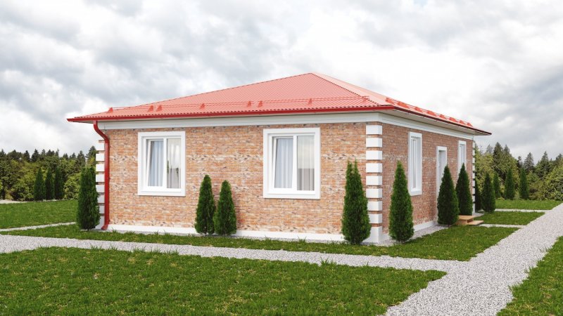 Дом из кирпича одноэтажный 80 кв м