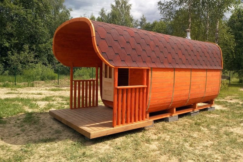Баня бочка на участке