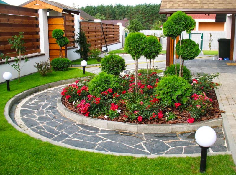 Ландшафт перед забором с улицы