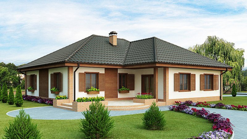 Одноэтажный кирпичный дом 250 м2