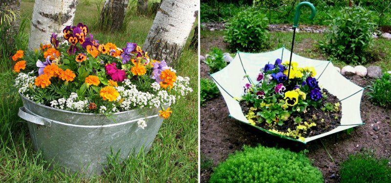 Клумба из таза