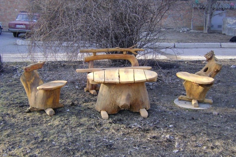 Дачная мебель из пней и коряг своими руками