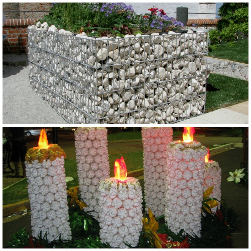 Клумбы из бутылок