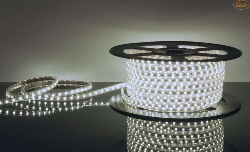 Лента светодиодная 220v 14,4w 60led 5050 ip65 белый, 50 м