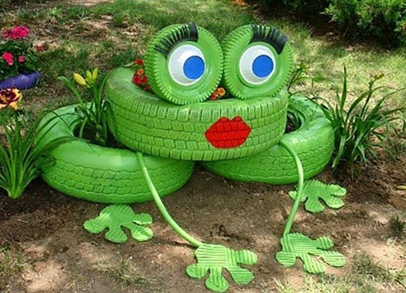 Украшения для сада из покрышек
