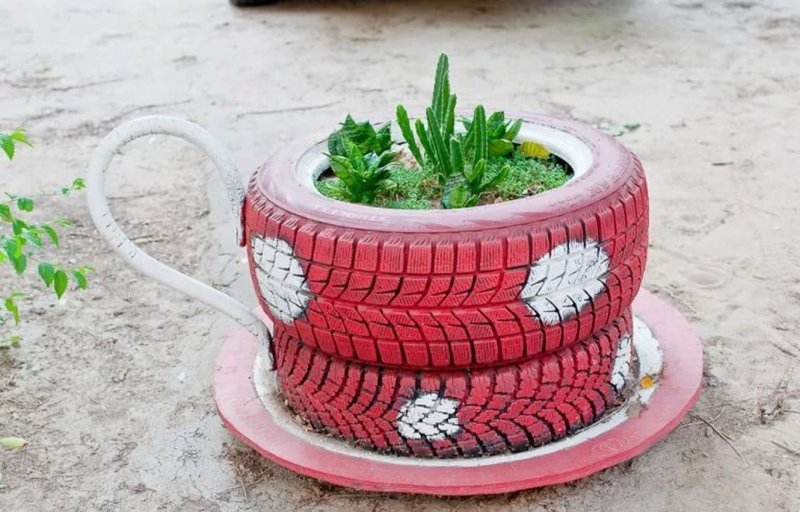 Необычные клумбы из покрышек