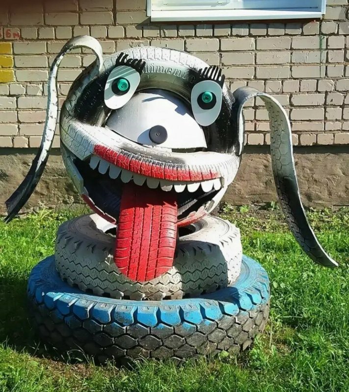 Фигуры из шин для сада